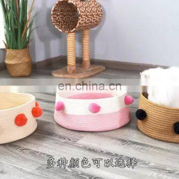 Cat toy claws folded yarn ball linen wicker cat sisal bed and house