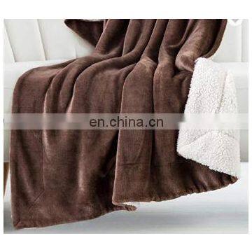 100% Polyester Sherpa Flannel Blanket Two Sides Brushed Cozy Fleece Throw photo-2