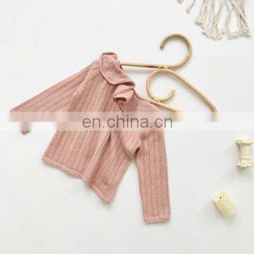 2020 Autumn Ins Baby Girl Pullover Lotus Leaf Collar Hollow Knit Sweater Baby Sweater Long Sleeve Thin photo-5