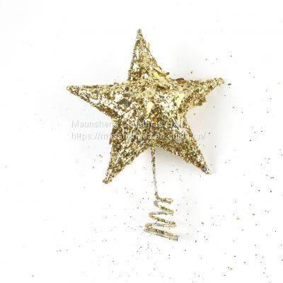 Five-pointed Star Iron Ornaments Tree Top Star Sequins Vertical Five-pointed Star Christmas Decoration Supplies