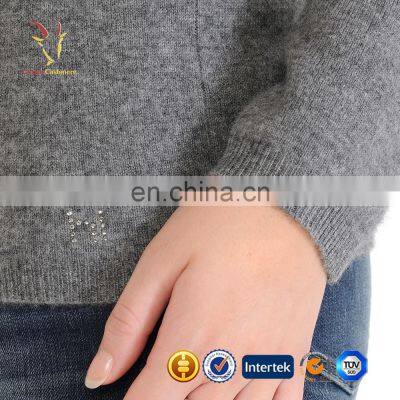 Cashmere V Neck Jumper Sweaters Women Elbow Patch Sweater Women photo-4