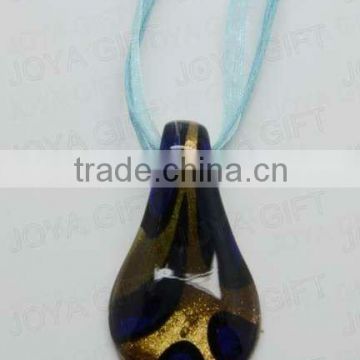 promotion gift Lampwork Glass Pendant Necklace Lampwork glass Necklace hand blown glass pendant lights with wax cord