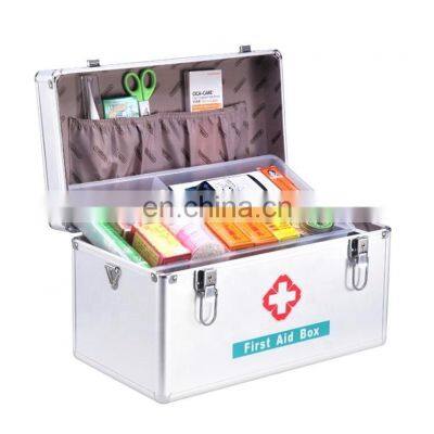 Hot selling protable aluminum alloy first aid box with drawer for clinic and hospital