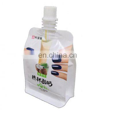 Custom printed stand up packaging plastic bag for fruit juice with safe cap