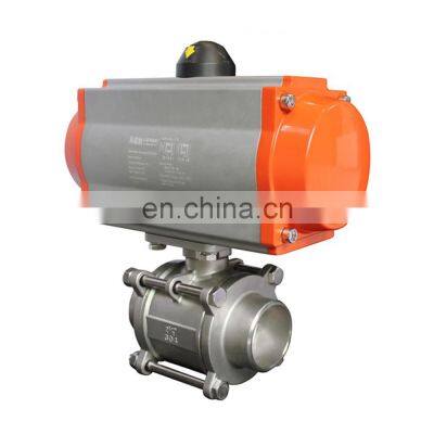 COVNA DN50 2 Inch 2 Way 3 PCS 1000 WOG 316 Stainless Steel Pneumatic Actuated Butt Weld Ball Valve photo-3