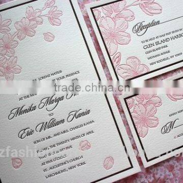 Pastel Floral Letter Press Wedding Invitations