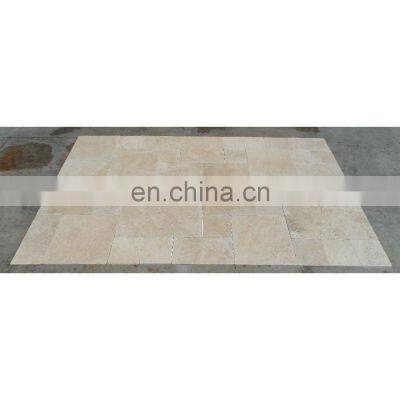 Premium Quality Outdoor and Indoor Construction Projects Light Travertine French Pattern Set Tumbled Made in Turkey CEM-T-01