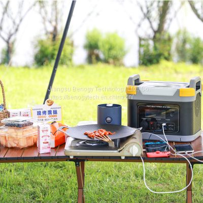 Mobile phone wireless charging outdoor portable power station with AC outlet