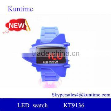 Pure color vogue aircraft design led watch gift for boys