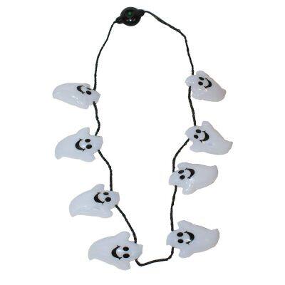 Halloween Bat Spider Necklace Led Light Up Plastic Pumpkin Cute Ghost Necklace Led Flashing Halloween Necklace