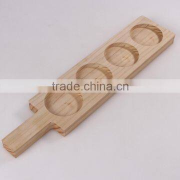 Customized handmade wood beer tray, unfinished wooden cup holder
