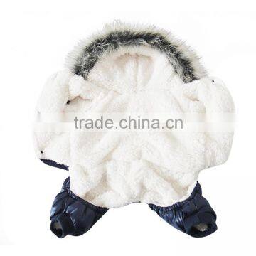 Luxury Fur Flower Cotton Royal Blue Dog Clothes photo-5