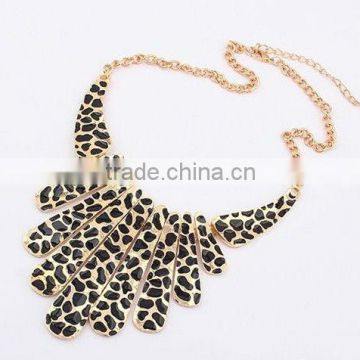 Black enamel gold statement Leopard necklace