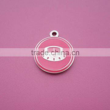 New Pet ID Dog Cat Tag, Engraved Pink Enamel Silver Collar Jewelry Design Tag