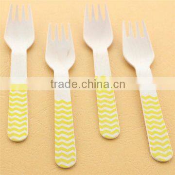 Pink Stripe Polka Dot Chevron Wooden Fork Wooden Utensil Wedding Deco Fork photo-3