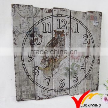 wood square vintage painting wall clock