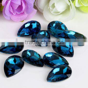 Dark Turquoise High Fancy Quality Wholesales Point Back Loose Teardrop Shapes Crystal Glass Beads for Jewelry Making Cheap