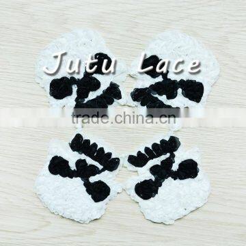 Fabric skull applique , shabby chiffon flower/ halloween decorate flower,bontique hair accessories