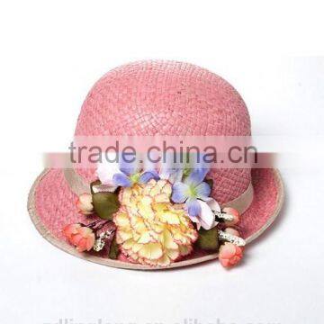 summer fashion girls raffia straw hat with beautiful flower