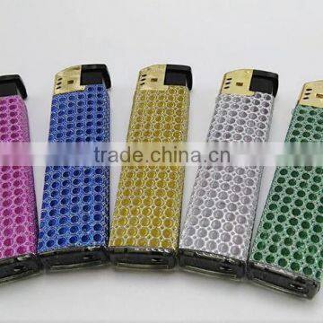 Bright Colors Gold Cap Windproof Cigarette Case With Win Lighter Rhinestone photo-5