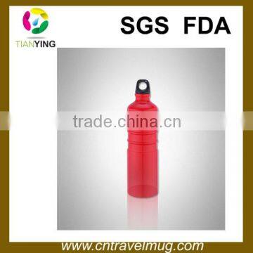 red Stainless steel sport metal water bottle with carabiner