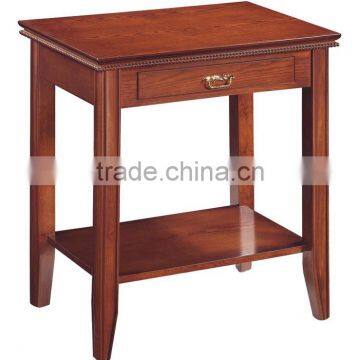 Indoor hotel hand made solid redwood classical side table with drawer(C-07)