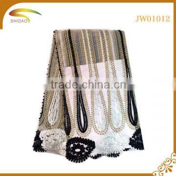 Two-tone colorful Beaded african lace fabrics,fashion tulle lace,fabric for wedding dress lace