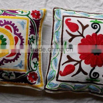 100% cotton colorful suzani hand embroidery cushion covers pillow covers