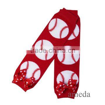 Baby Baseball Leg Warmers with Red Polka Dots Bows