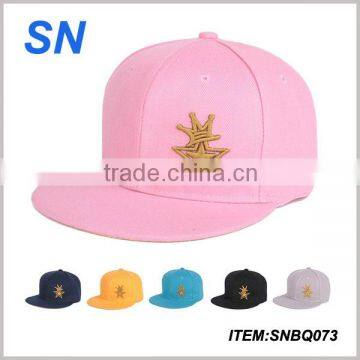high quality custom embroidery crown pink snapback hat