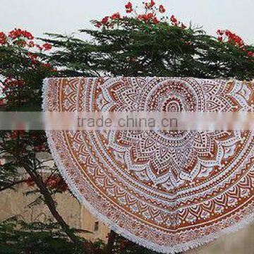 Cotton Mandala Roundie Beach Throw Hippie Yoga Mat Indian Handmade Tapestry