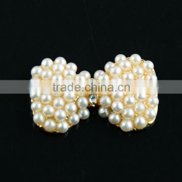 Wholesale Lovely Bow Shape Pearl Embellishment,Pearl Accessories Plated With Gold For Headband