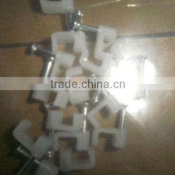 white flat nail wire clip/round cable clips 10mm