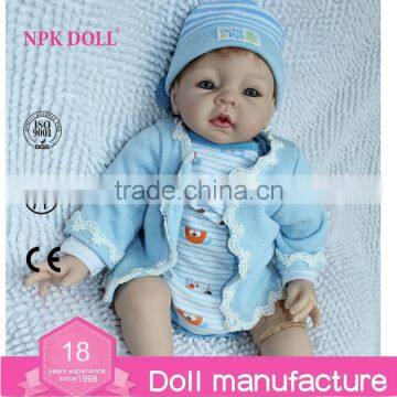 22inch Silicone Reborn Baby Doll Wholesale Fashion Doll Blue Handmade Doll Clothes Newborn Lifelike Doll photo-2