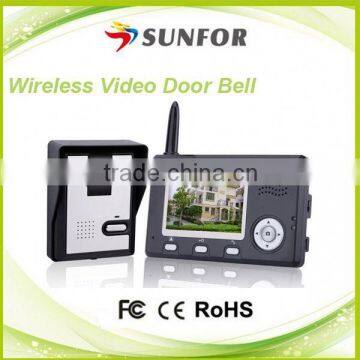 Alibaba hot sales 2.4GHz digital frequency hopping and encryption technology wireless door camera with monitor