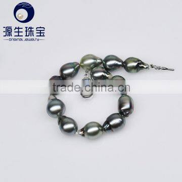 Wholesale Price Baroque Iregular 9-11mm Big Size Peacock Green Tahitian women bracelet pearl