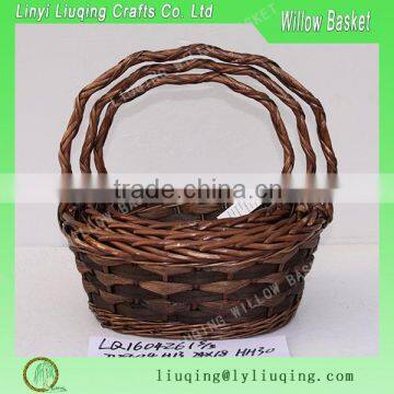 Brown set wicker basekts for fruit and flower