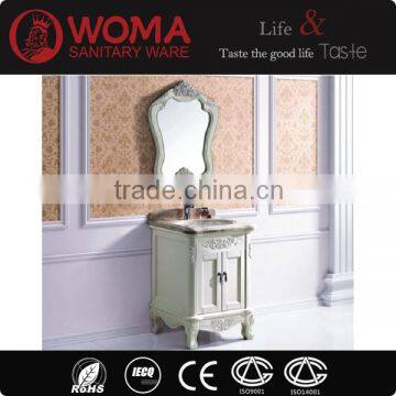 Small Size Bathroom White Cabinet Malaysia Oak Wood wash basin Floor standing Single basin vanity NO.3617