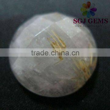 29 mm Rutilated Quartz Round Faceted Beads For Gemstone Jewelry