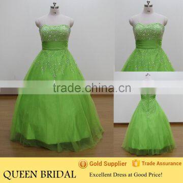 Real Sample Sweetheart Bead Embroidery Aqua Green Evening Gown Designs For Fat Girl