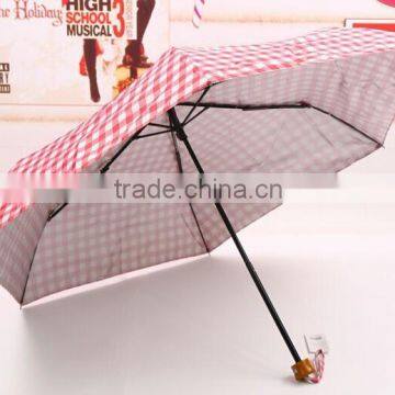 vogue girls portable carry mini size checked fabric 5 foldable umbrella