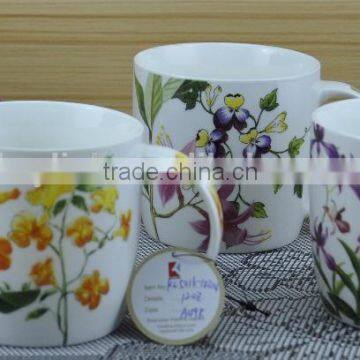 11OZ nice flower design full decal print tea cups, shiny surface porcelain mug, KL5016-10314