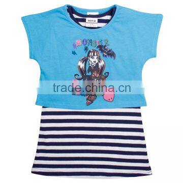 (K4850) 18M-6Y Nova baby girl design t shirts girls cotton t shirt sets child stripe children clothes wholesale