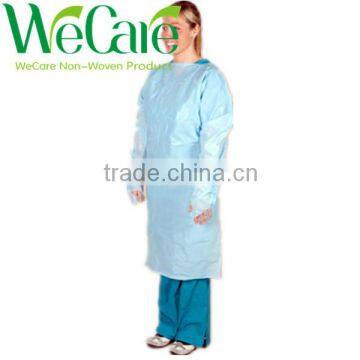 Disposable CPE Blue surgical gown with thumb loop