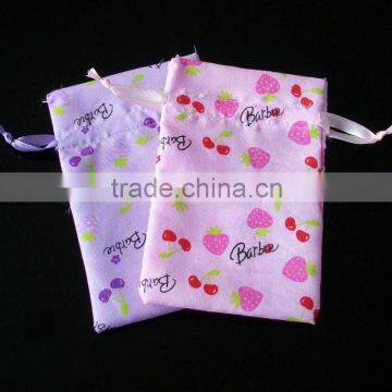 cotton drawstring bag with flower