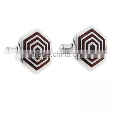 Groomsman Cufflinks With Onyx, Wood and Stainless Steel, Wood Keyhole Cufflinks photo-3