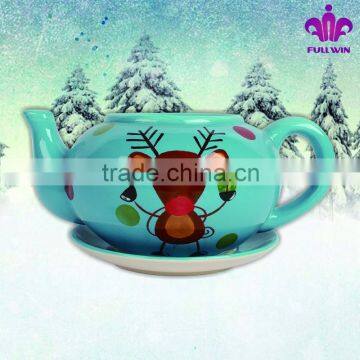 Eco-friendly flower planter,ceramic teapot planters with christmas decoration