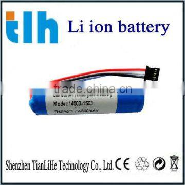 Hot sale 14500 3.7v 800mah rechargeable li-ion battery