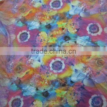 Bright Color Satin Stretch Yarn Digital Printing Fabric For Lady dresses