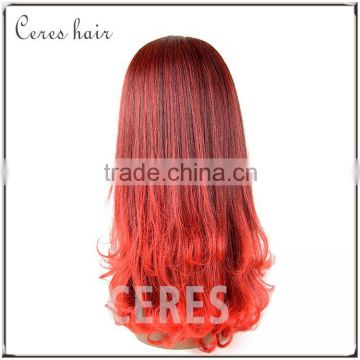 Japan fiber wig hot red wig with long length natural wig curly